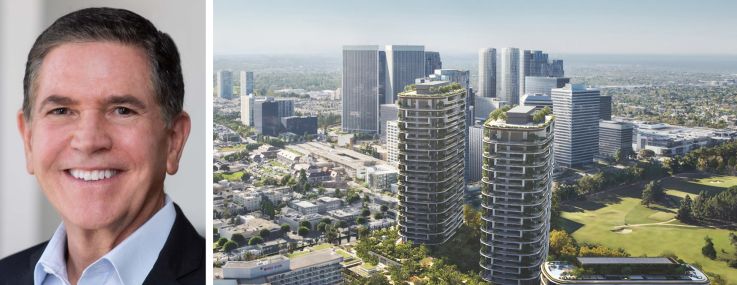 Bob Graziano and a rendering of One Beverly Hills in Southern California.