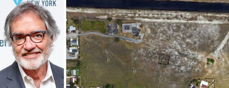 iHeartMedia CEO Bob Pittman and a satellite image of a development site at 20700 NW 42nd Avenue, Miami Gardens. Fla.