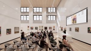 A conceptual rendering of the auction room at Bonhans at 111 West 57th Street.