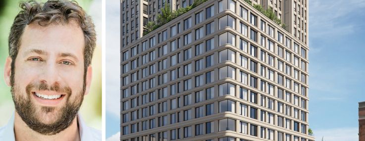 Brian Ezra, partner at Avery Hall, and a rendering of 544 Carroll Street, Brooklyn.
