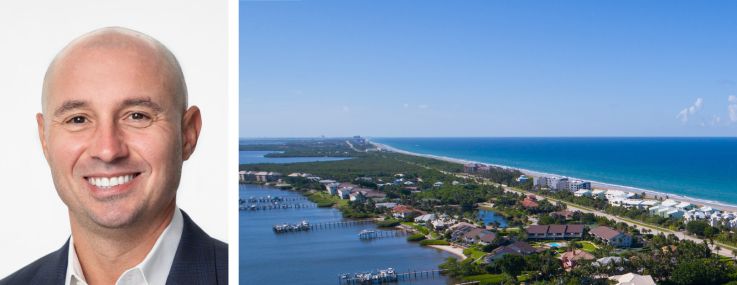 Meridian's Brian Flax (top), Urban Standard Capital's Seth Weissman (bottom), and an aerial view of Hutchinson Island, Fort Pierce, Fla.