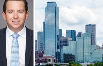 Brian Hirsh of Mesa West Capital and the Dallas skyline.