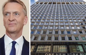 Brookfield CEO Bruce Flatt and One New York Plaza.