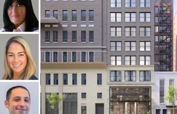 Lee & Associates' Catherine O’Toole (top), Stephanie Moore (center) and David Scher (bottom), and 18 West 39th Street.