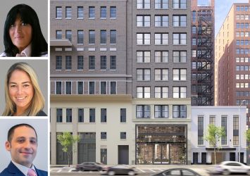 Lee & Associates' Catherine O’Toole (top), Stephanie Moore (center) and David Scher (bottom), and 18 West 39th Street.