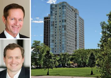 LaTerra Capital Management's Charles Tourtellote (top), Ben Jones of Respark Residential (bottom), and Hyde Park Tower, Chicago.