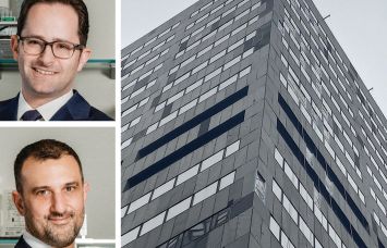 Eastdil Secured's Gary Phillips (top) and Will Silverman (bottom), and 100 William Street.