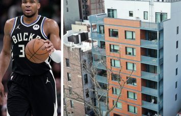 Giannis Antetokounmpo of the Milwaukee Bucks and The Lawrence at 510 Parkside Avenue and 111 Clarkson Avenue, Brooklyn.