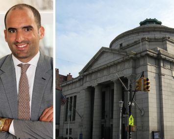 JTRE Holdings' Jack Terzi and the former Greenpoint Savings Bank at 807 Manhattan Avenue.