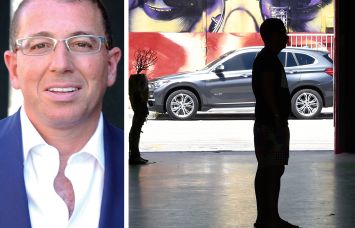 Thor Equities' Joe Sitt and a mural in the Wynwood neighborhood of Miami.