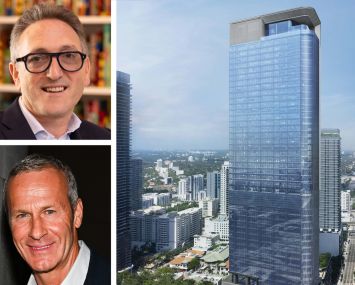Cain's Jonathan Goldstein (top), OKO Group's Vladislav Doronin (bottom) and 830 Brickell in Miami.