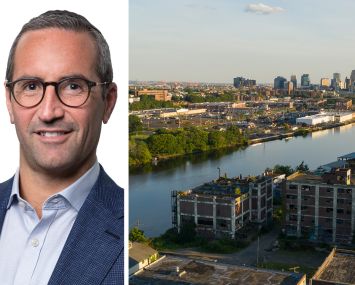 CBRE's Judah Hammer and an aerial view of Essex County, N.J.