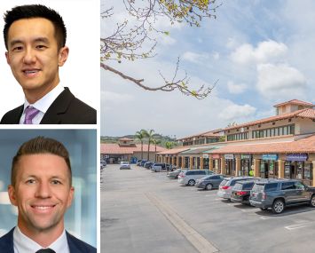 Westwood Financial Chief Financial Officer Juyuan Wei (top) and CEO KC Bills (bottom), and Plaza Del Rio in San Juan Capistrano, Calif.