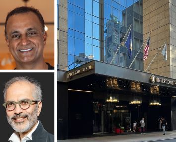 Gencom’s Karim Alibhai (top), Highgate's Mahmood Khimji (bottom), and the InterContinental New York Times Square.