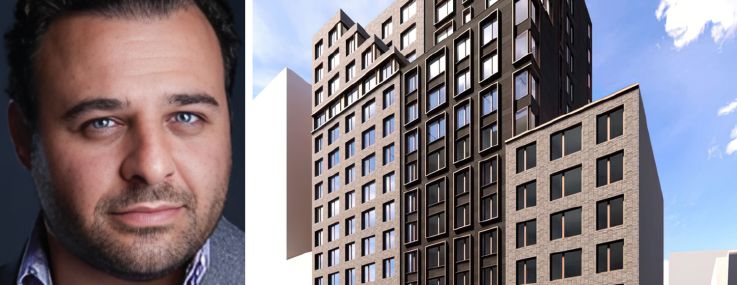 BridgeCity Capital CEO Louis Lebovits and a rendering of 236 Gold Street in Brooklyn.