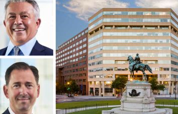 LaSalle Investment's Mark Gabbay (top) and Brad Gries (bottom) and 1 Thomas Circle NW, Washington, D.C.