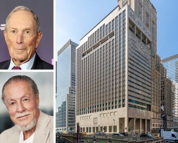 Bloomberg's Michael Bloomberg (top), Global Holdings' Eyal Ofer (bottom), and 120 Park Avenue.