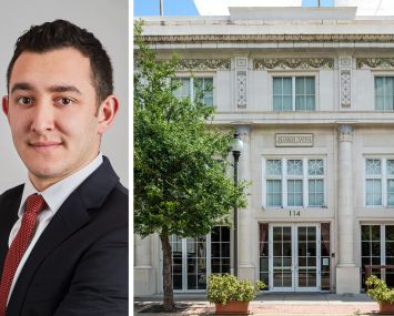 Newmark Managing Director Mitch Heifetz and 114 South Olive Avenue in West Palm Beach, Fla.