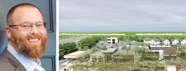 Forman Capital's Scott Mehlman (top) and Brett Forman (bottom), and a rendering of The Oaks at District West planned for Richmond, Texas.