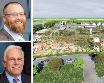 Forman Capital's Scott Mehlman (top) and Brett Forman (bottom), and a rendering of The Oaks at District West planned for Richmond, Texas.