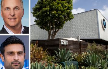 Hudson Pacific Properties' Victor Coleman (top), Riot Games Dylan Jadeja (bottom), and 12333 West Olympic Boulevard.