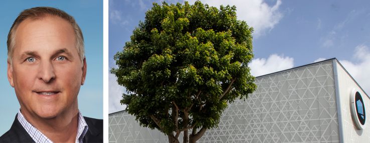 Hudson Pacific Properties' Victor Coleman (top), Riot Games Dylan Jadeja (bottom), and 12333 West Olympic Boulevard.