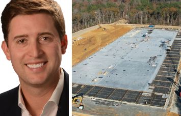 Matan Companies' Managing Director Zach Jung and construction on Northlake II in Ashland, Va.