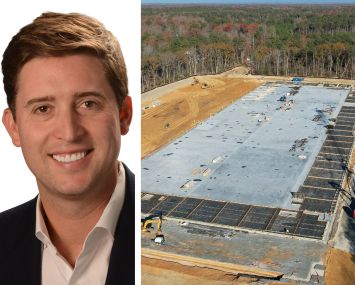 Matan Companies' Managing Director Zach Jung and construction on Northlake II in Ashland, Va.