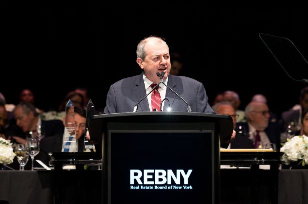 An Upbeat REBNY Annual Leans Into Bullish Takes on Commercial Real Estate REBNY President James Whelan speaks at the 130th REBNY Annual.