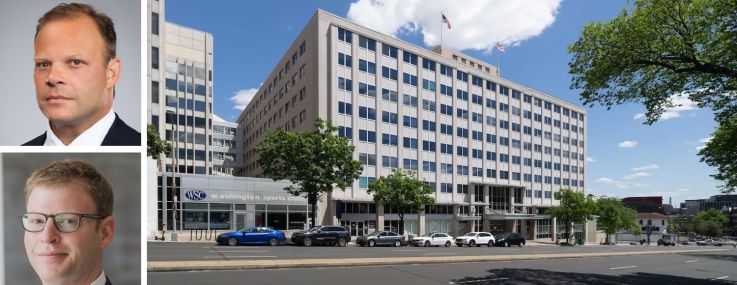 Nuveen Green Capital's Alexandra Cooley (top), Post Brothers' Matt (center) and Michael Pestronk (bottom), and 1825-1875 Connecticut Aveue NW, Washington, D.C.