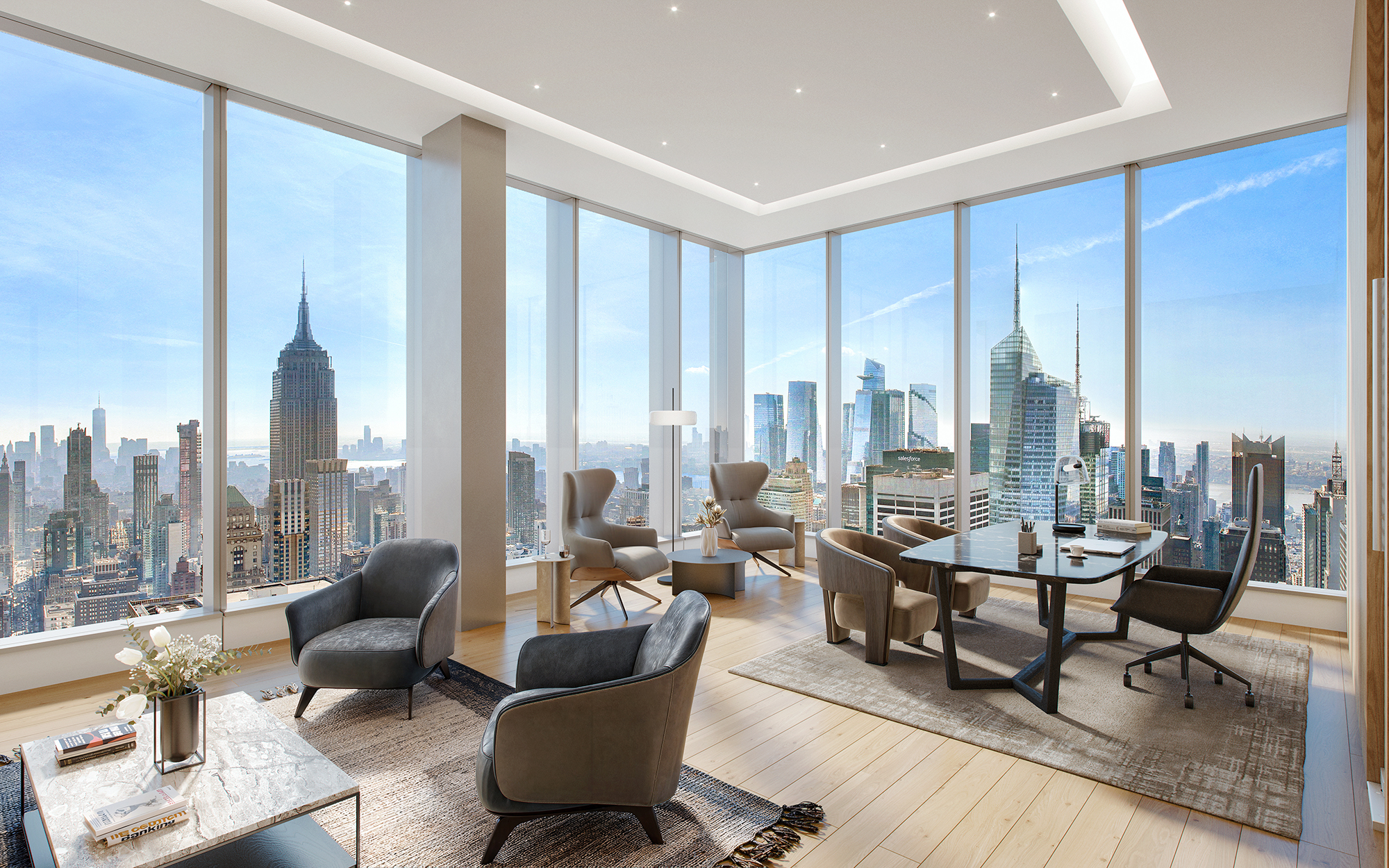 At the top of the tower on the 45th floor will be the amenities space.