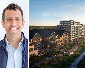 AJ Capital's Ben Weprin and a rendering of The Residences at Belle Meade Village, Nashville.