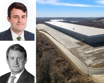 JLL's Christopher Pratt (top) and Peter Rotchford. Building B at Interstate Crossings in Brewster, N.Y.