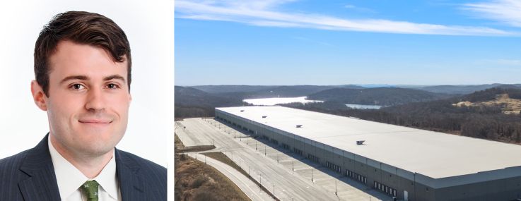 JLL's Christopher Pratt (top) and Peter Rotchford. Building B at Interstate Crossings in Brewster, N.Y.