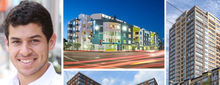 JRK's Danny Lippman (left), C on Pico, Los Angeles, Calif. (top center), 77 Park Avenue, Hoboken, N.J. (bottom center), and Centennial, Seattle.