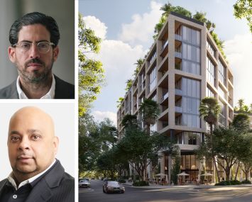 Terra's David Martin (top), Tyko Capital's Adi Chugh (bottom), and a rendering of The Well Coconut Grove in Miami.