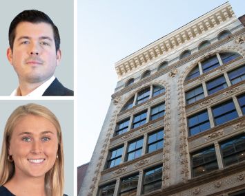 CBRE's David Stockel (top) and Taylor Walker (bottom), and 134 Spring Street.