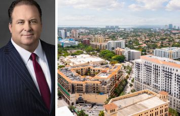 Lone Star Funds CEO Donald Quintin and an aerial view of Coral Gables, Fla.