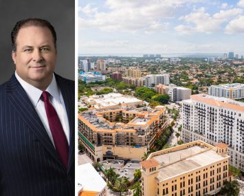 Lone Star Funds CEO Donald Quintin and an aerial view of Coral Gables, Fla.