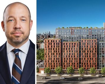 Greystone Capital Advisors' Drew Fletcher and a rendering of 1057 Atlantic Avenue, Brooklyn.