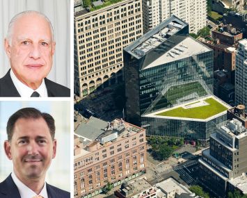 Edward J. Minskoff Equities' Edward Minskoff (top), LaSalle Investment Management's Brad Gries (bottom) and 51 Astor Place.