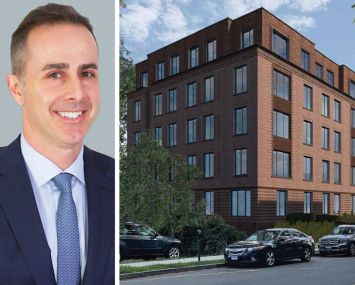 Cushman & Wakefield's Gideon Gil and a rendering of Benedict Court at 7–23 Benedict Place, Greenwich, Conn.