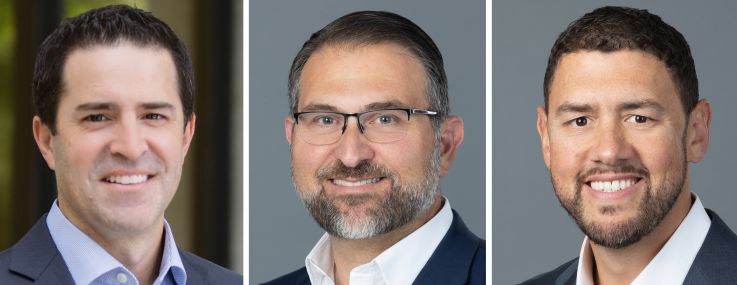 Amoroso Companies' Jason Amoroso (left), Arselle Investments' Kev Zoryan (center) and Aaron Greeno (right).