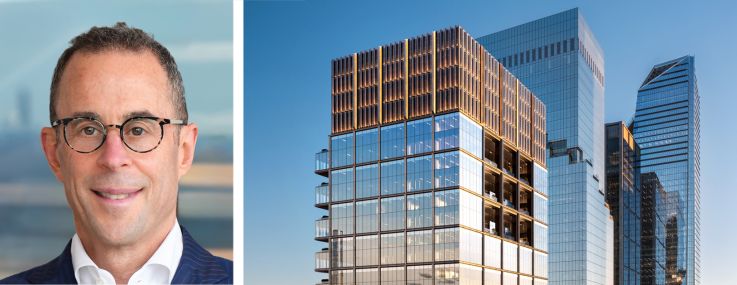 Related Companies' Jeff Blau (top), Oxford Property Group's Dean Shapiro (bottom), and a rendering of 70 Hudson Yards.