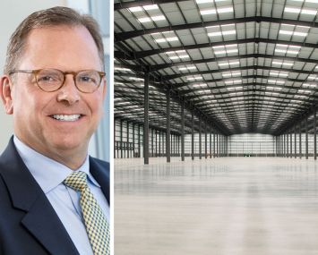 CenterPoint Properties CEO Jim Clewlow and an empty industrial property.
