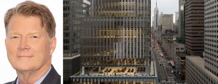 Jonathan Foster, CEO of Angeles Wealth Management, and a rendering of 665 Fifth Avenue.