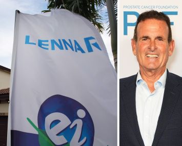 A Lennar Corporation sign flies outside a home in Florida, and Lennar co-CEO Stuart Miller.