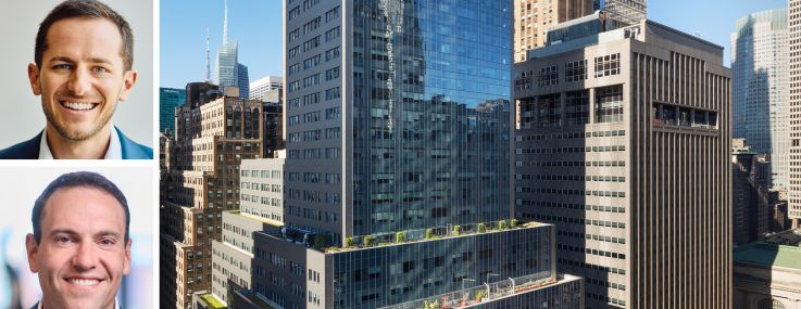 SL Green's Marc Holliday (top) and Harrison Sitomer (center), Rockpoint's Dan Domb (bottom), and 100 Park Avenue.