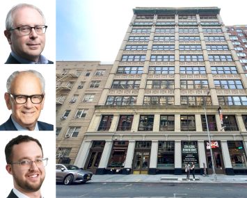 Avison Young's Michael Gottlieb (top), Joel Wechsler (center) and Patrick Steffens (bottom), and 220 West 19th Street.