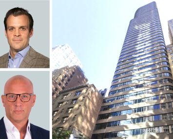 CBRE's Neil King (top), Anthony Dattoma, and 2 Grand Central Tower.